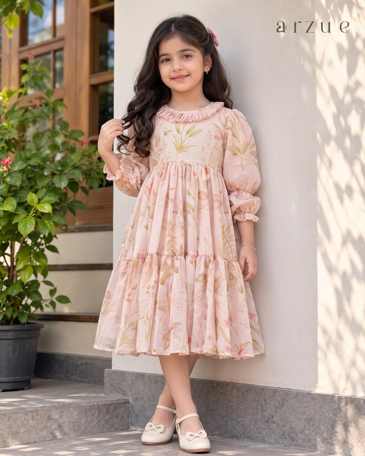 Petal Pink Printed Chanderi – Frock