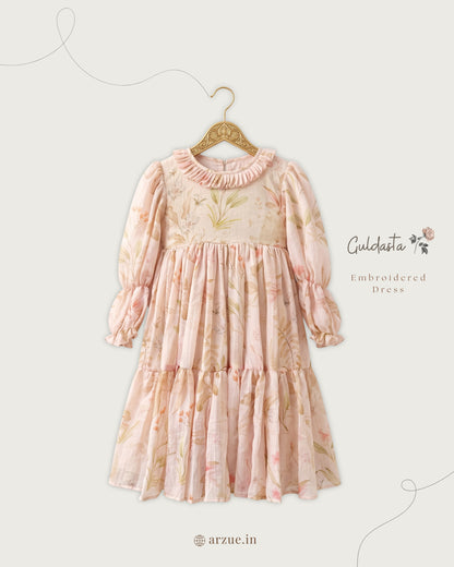 Petal Pink Printed Chanderi – Frock