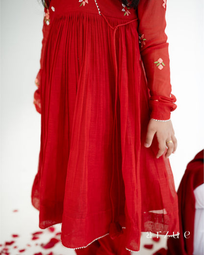 Guldasta Red Anarkali Set