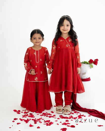Guldasta Red Anarkali Set