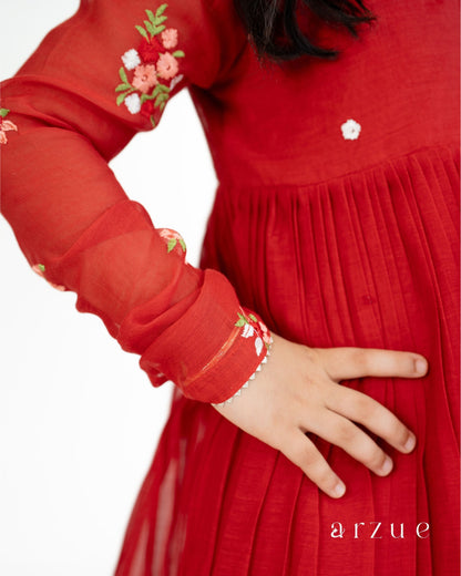 Guldasta Red Anarkali Set