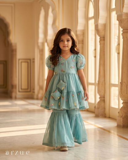 Guldasta Sea Green - Sharara Set