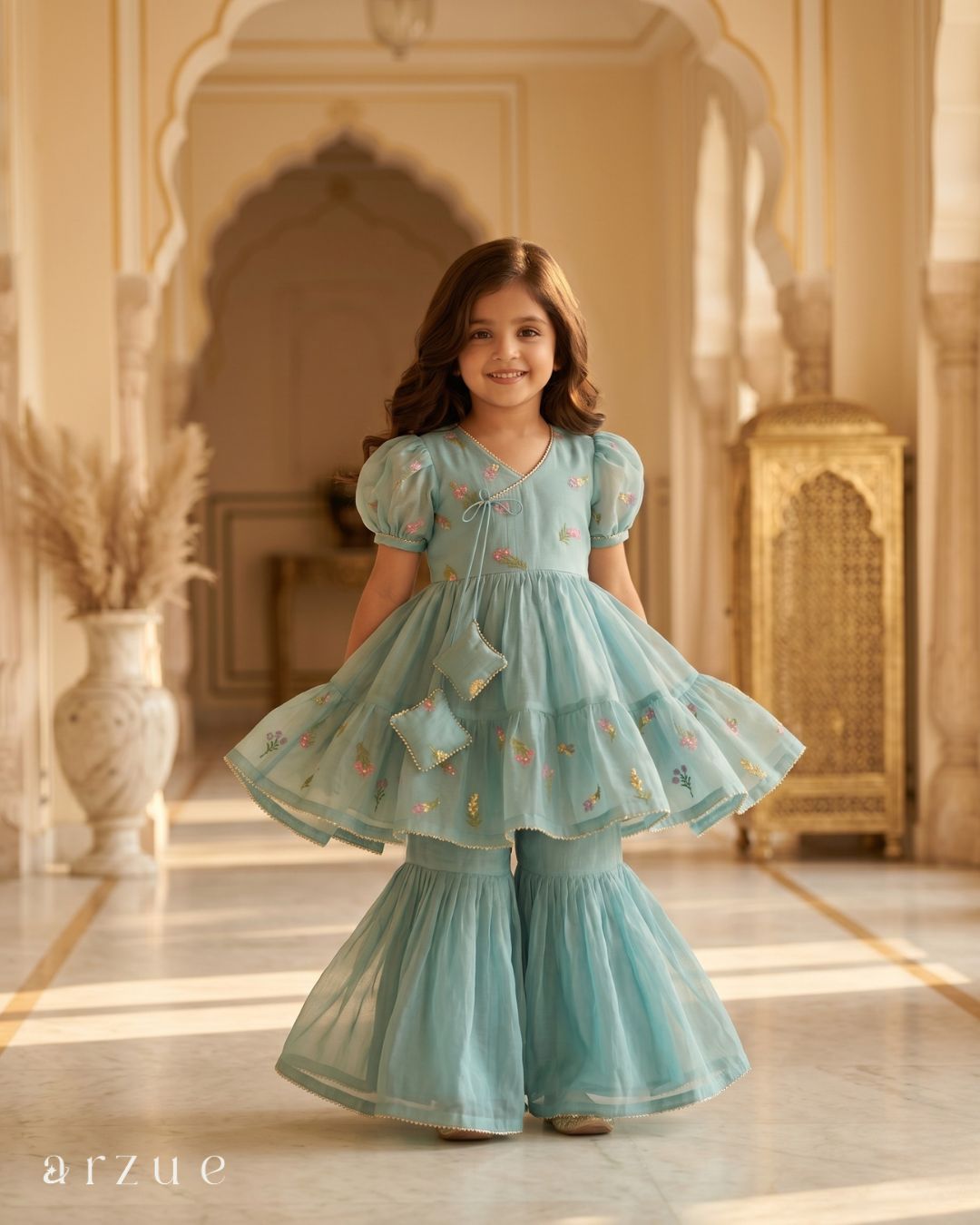Guldasta Sea Green - Sharara Set