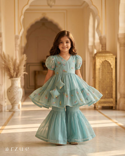 Guldasta Sea Green - Sharara Set