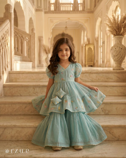 Guldasta Sea Green - Sharara Set