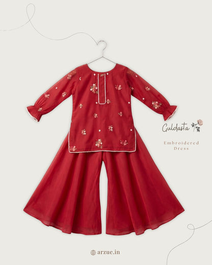 Guldasta Deep Crimson Red - Palazzo Set