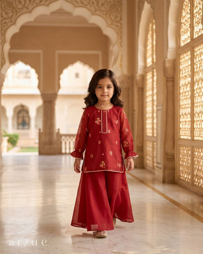 Guldasta Deep Crimson Red - Palazzo Set