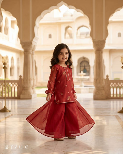 Guldasta Deep Crimson Red - Palazzo Set