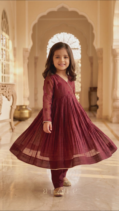 Guldasta Maroon Anarkali Set