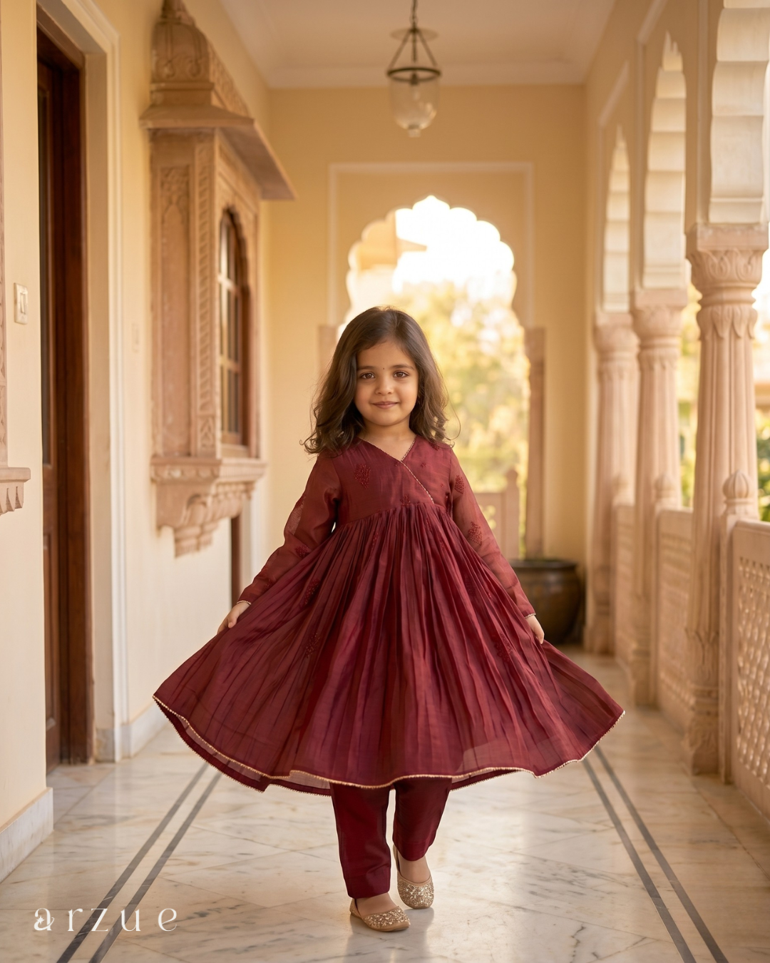 Guldasta Maroon Anarkali Set