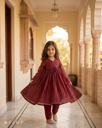 Guldasta Maroon Anarkali Set